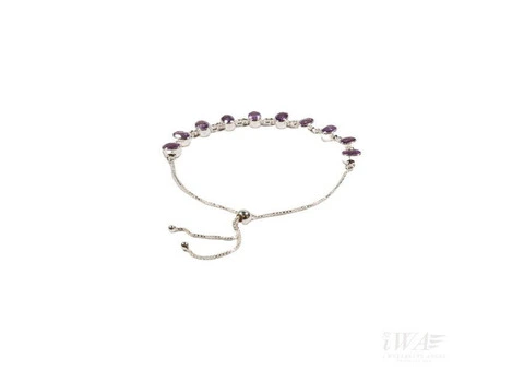 Elegant Amethyst Deca Slider Bracelet – Adjustable & Timeless