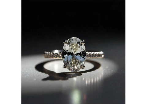 1ct Oval Twin Hidden Halo Lab Grown Diamond Engagement Rings in London - 2/3