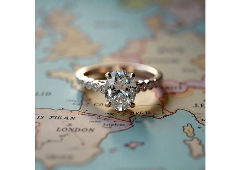 1ct Oval Twin Hidden Halo Lab Grown Diamond Engagement Rings in London - 3/3