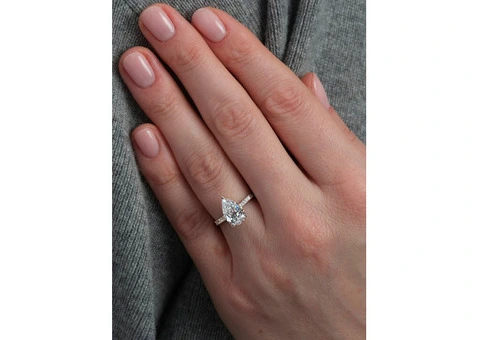 Romantic 2ct Pear Cathedral French Pave Diamond Ring