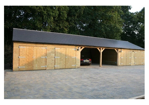 Spacious British Made Wooden Five Bay Garages