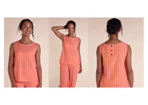 Stylish Textured Check Vest Top by Nomads Clothing - Effortless UK Fashion