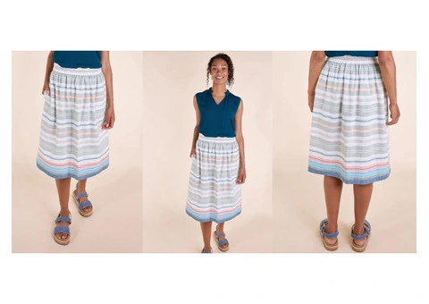 Stylish Handloom Stripe Skirt by Nomads Clothing - Ethical & Elegant