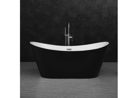 Black Freestand Bath Acrylic 1700 x 800 - Matt Black | Banyetti UK - 1/4