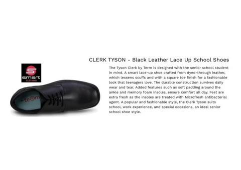 CLERK TYSON Black Leather Lace Up School Shoes
