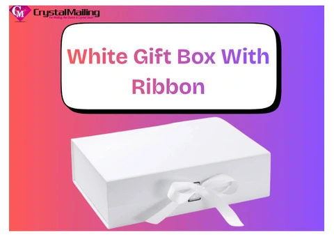 Elegant White Gift Box With Ribbon – 315×260×105 mm Present Box