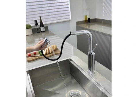 Chrome Full Copper 360°Swivel Single Handle Pull Out Kitchen Tap TP0394 - 2/5