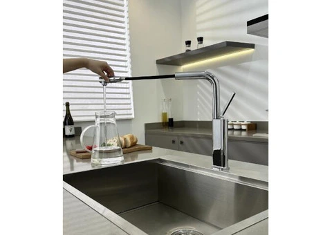 Chrome Full Copper 360°Swivel Single Handle Pull Out Kitchen Tap TP0394 - 3/5
