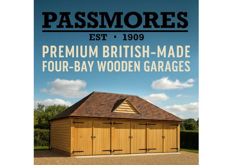 Premium British-Made Four-Bay Wooden Garages