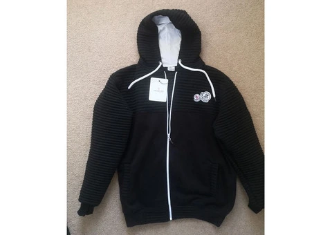 MONCLER Embroidered Zip Up Hooded Cotton Sweatshirt. Brand new, unused with original tag. - 6/21