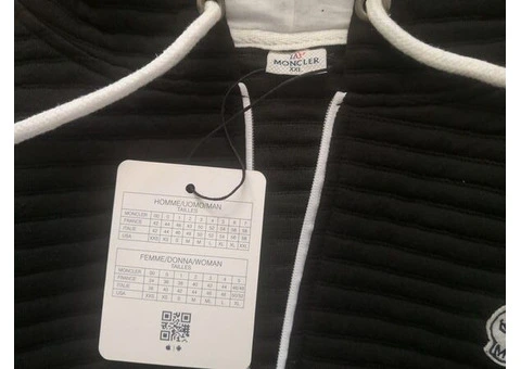 MONCLER Embroidered Zip Up Hooded Cotton Sweatshirt. Brand new, unused with original tag. - 7/21