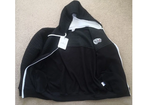 MONCLER Embroidered Zip Up Hooded Cotton Sweatshirt. Brand new, unused with original tag. - 8/21