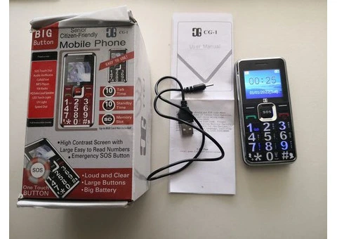CG 1 Mobile Phone Senior citizen friendly with large buttons, unlocked, very little used, as new. - 1/10