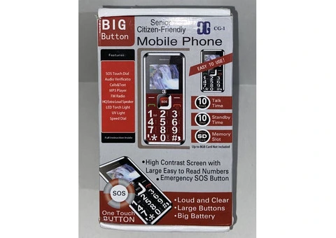 CG 1 Mobile Phone Senior citizen friendly with large buttons, unlocked, very little used, as new. - 5/10
