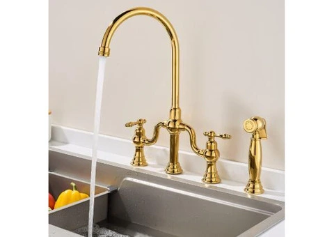 Pull Out Gold Kitchen Tap Deck Mounted Four Holes Luxury And Top Hight Quality Sink Tap KP0369 - 1/4