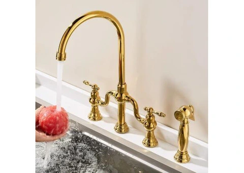 Pull Out Gold Kitchen Tap Deck Mounted Four Holes Luxury And Top Hight Quality Sink Tap KP0369 - 2/4