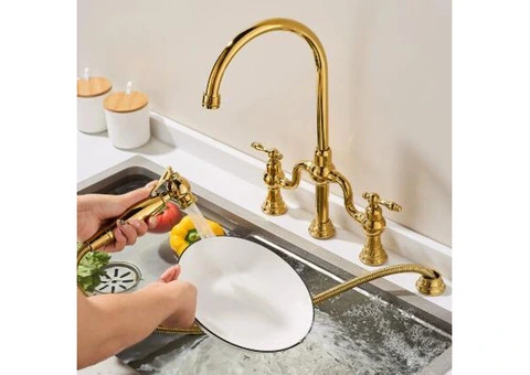 Pull Out Gold Kitchen Tap Deck Mounted Four Holes Luxury And Top Hight Quality Sink Tap KP0369 - 3/4