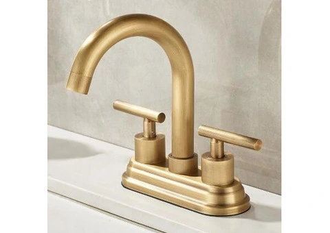 Brass Antique Bathroom Sink Taps 2 Handles Centerset Traditional Basin Tap TA0167 - 1/4