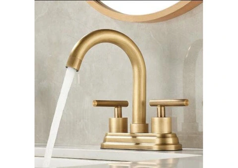 Brass Antique Bathroom Sink Taps 2 Handles Centerset Traditional Basin Tap TA0167 - 2/4