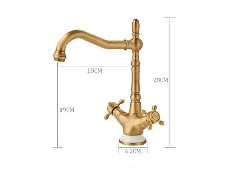 Vintage Taps for Bathroom Basin Antique,Dual Handle Mixer Sink Taps,With 360° Swivel Spout T0170A - 4/4