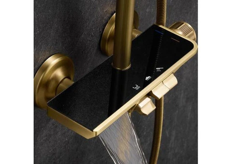 All-Copper Antique Shower Set,Medieval Shower Head,Pressure Booster,Vintage Bathroom Shower Tap - 3/4