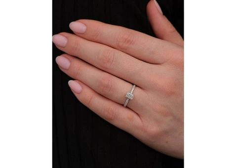 Stunning 0.50ct Hidden Halo Radiant Cut Engagement Rings