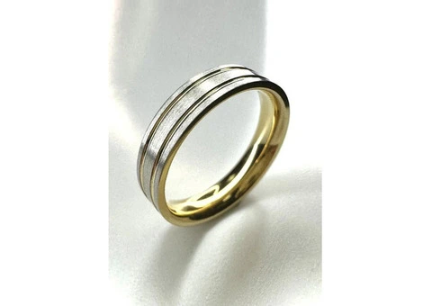 Male Engagement Bands | 5mm Two-Tone Flat Court Ring | Layla