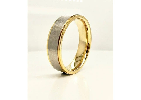 6mm Two-Tone Flat Court Male Engagement Band | Layla Diamonds