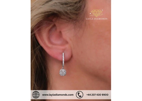 Cushion Halo Diamond Drop Earrings | Radiant Halo Luxury UK