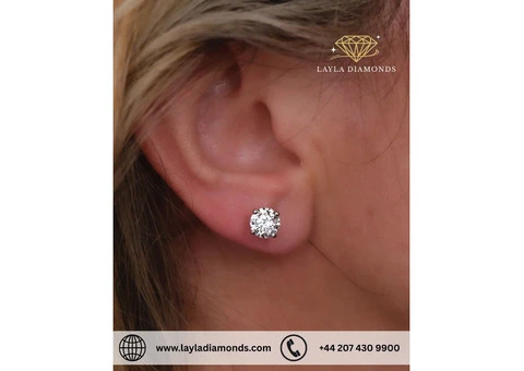 2ct Round Diamond Stud Earrings | Brilliant Large Luxury Studs