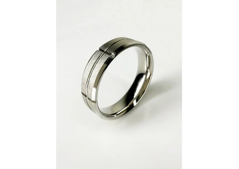 6mm Men's Platinum Engagement Band | Bevelled Edge & Matt Finish