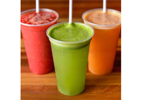 CHEF ROYALE Plastic Smoothie Cups - Plastic Cups- Smoothie Cup for Smoothies - 1/3