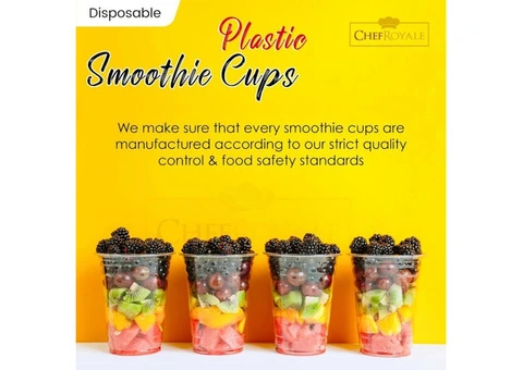 CHEF ROYALE Plastic Smoothie Cups - Plastic Cups- Smoothie Cup for Smoothies - 3/3
