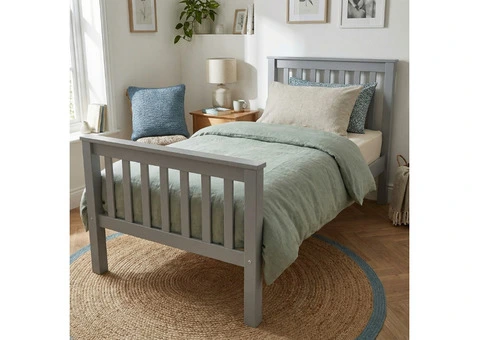 King Size Wooden Bed Frame – Slatted Design with Storage Clearance Below