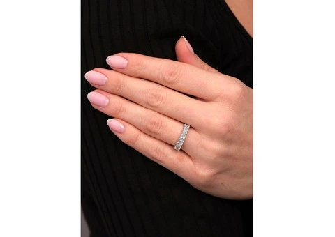 Comfort Fit Mini Radiant Diamond Engagement Bands for Women