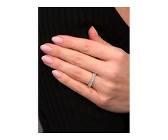Comfort Fit Mini Radiant Diamond Engagement Bands for Women