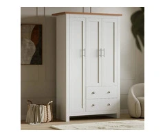 White Shaker Storage Wardrobe with Rail, Shelves and Drawers