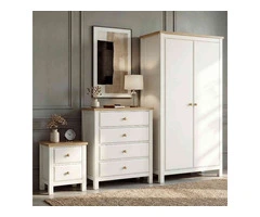 Haven White 3 Piece Painted Bedroom Set with Bedside Table