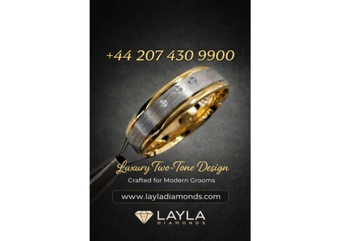 Luxury Men’s Diamond Wedding Bands – 6mm Two-Tone Ring | Layla Diamonds