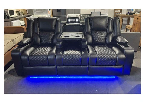 Grey 3+2 Electric Recliners Sofa With Cupholders Sofa-LED Lights - 2/2