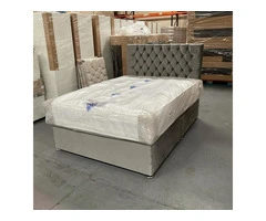Luxury Double Bed Frame And Mattress (4ft6) Plush Velvet Bed With Drawers !