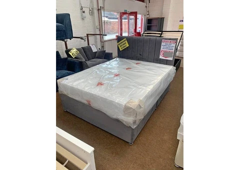 Luxury Double Bed Frame And Mattress (4ft6) Plush Velvet Bed With Drawers ! - 3/3