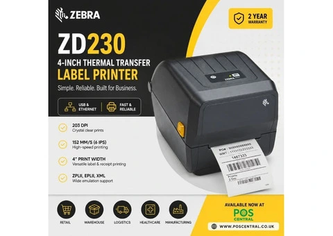 Zebra ZD230 Thermal Transfer Label Printer USB & Ethernet
