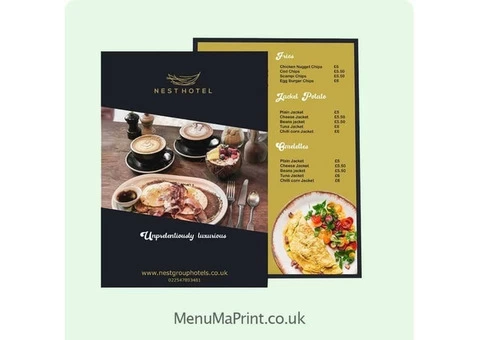 Best A4 Restaurant Menu Printing Services | MenuMa Print