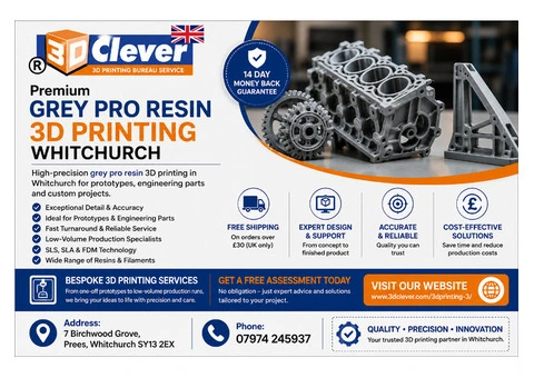 Grey Pro Resin 3D Printing Whitchurch | Precision Prototyping and Custom Parts