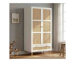 Wovena White 2 Door Rattan Wardrobe