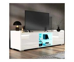140cm High Gloss LED TV Unit with Storage - Modern Media Cabinet