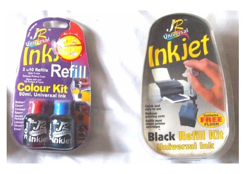 JR Universal inkjet refill kits x 2 with 1 colour and 1 black ink suitable for most printers