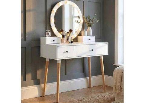 Hollywood Bulb Dressing Table with 4 Drawers