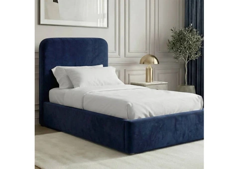 Blue Pluva Single Ottoman Bed With Full-Depth Gas Lift Storage